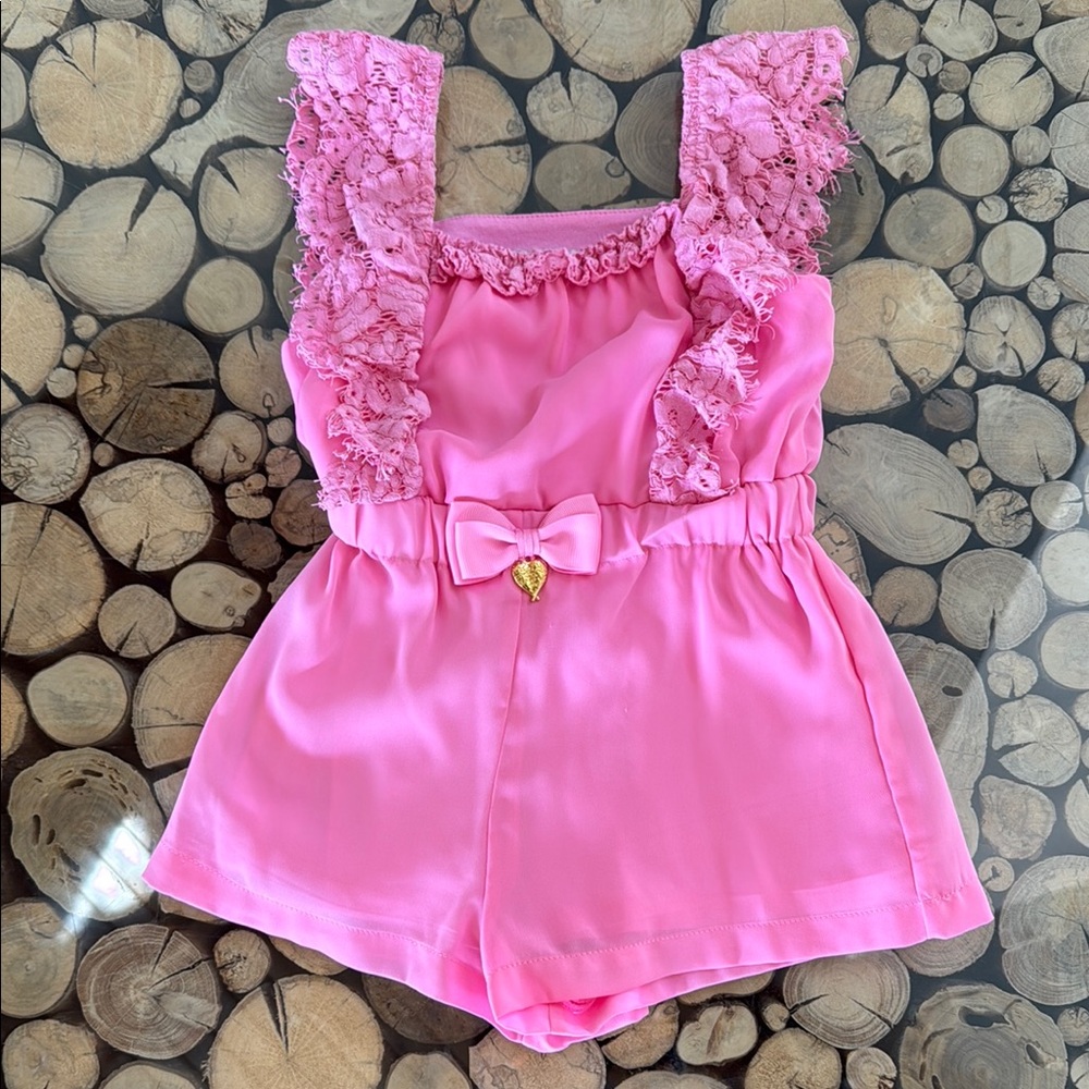 Angel’s Face Pink Lace Ruffle Kids Romper. 3–4Y